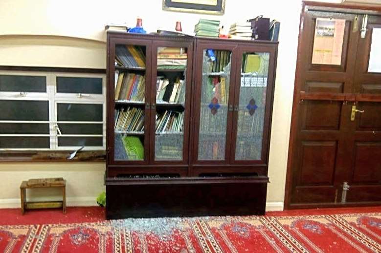 Damage inside a Gillingham mosque hours after Lee Rigby's death