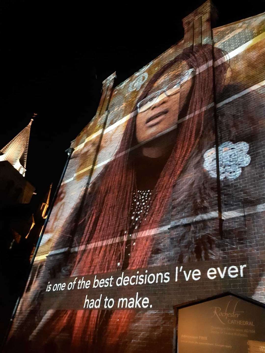 Productions were projected onto Rochester Cathedral