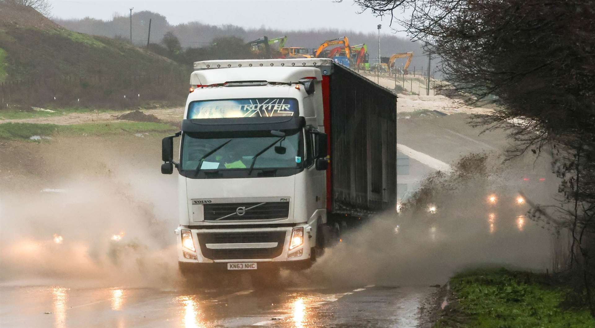 Motorists on the the water-logged A249 at Stockbury near Sittingbourne have been warned about “treacherous” driving conditions as people embark on a Christmas getaway. Picture: UKNIP