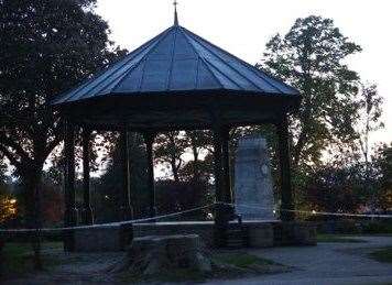 A Victorian gazebo in Brenchley Gardens was taped off by police following an attack in late May Pic: UKNIP