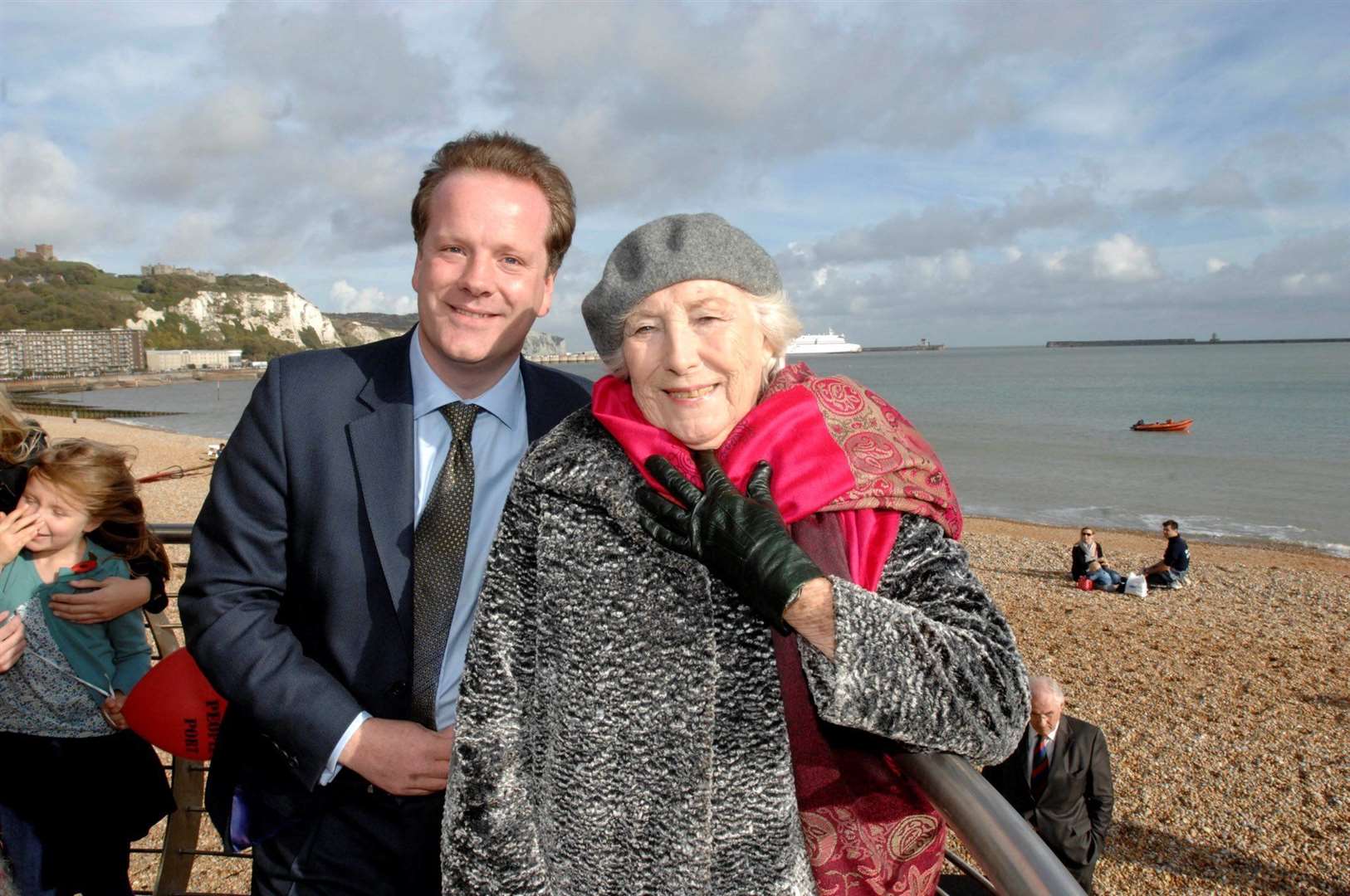Charlie Elphicke with Dame Vera Lynn in front of the White Cliffs of Dover