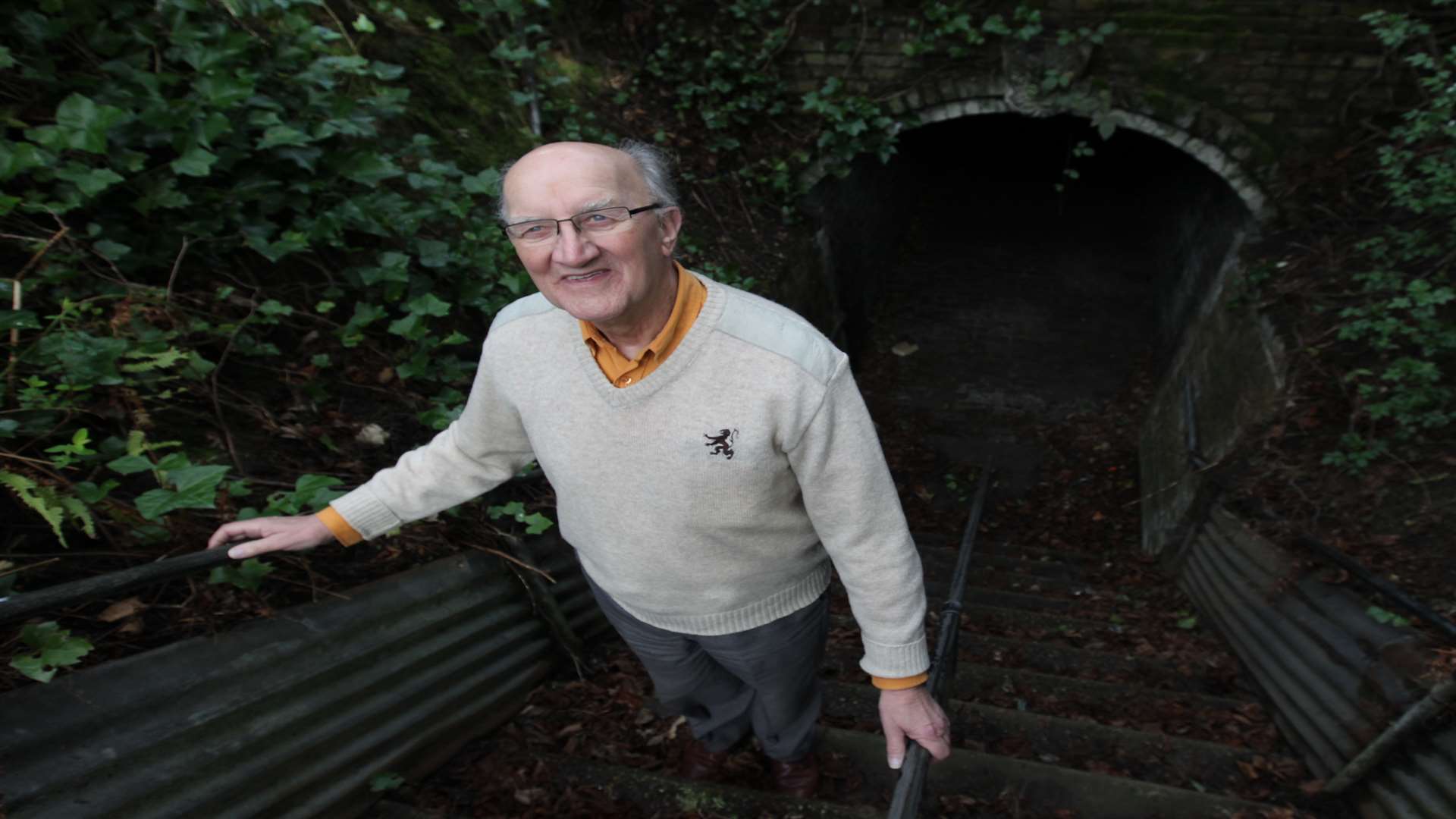 Mr Munn shows off the author's tunnel for bypassing the road. Picture: John Westhrop