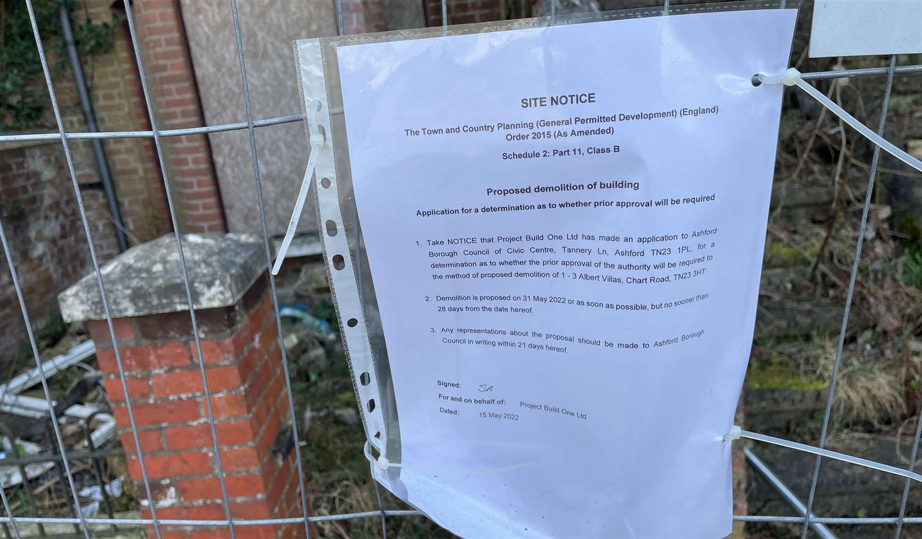 A demolition notice was attached to the building in March 2022