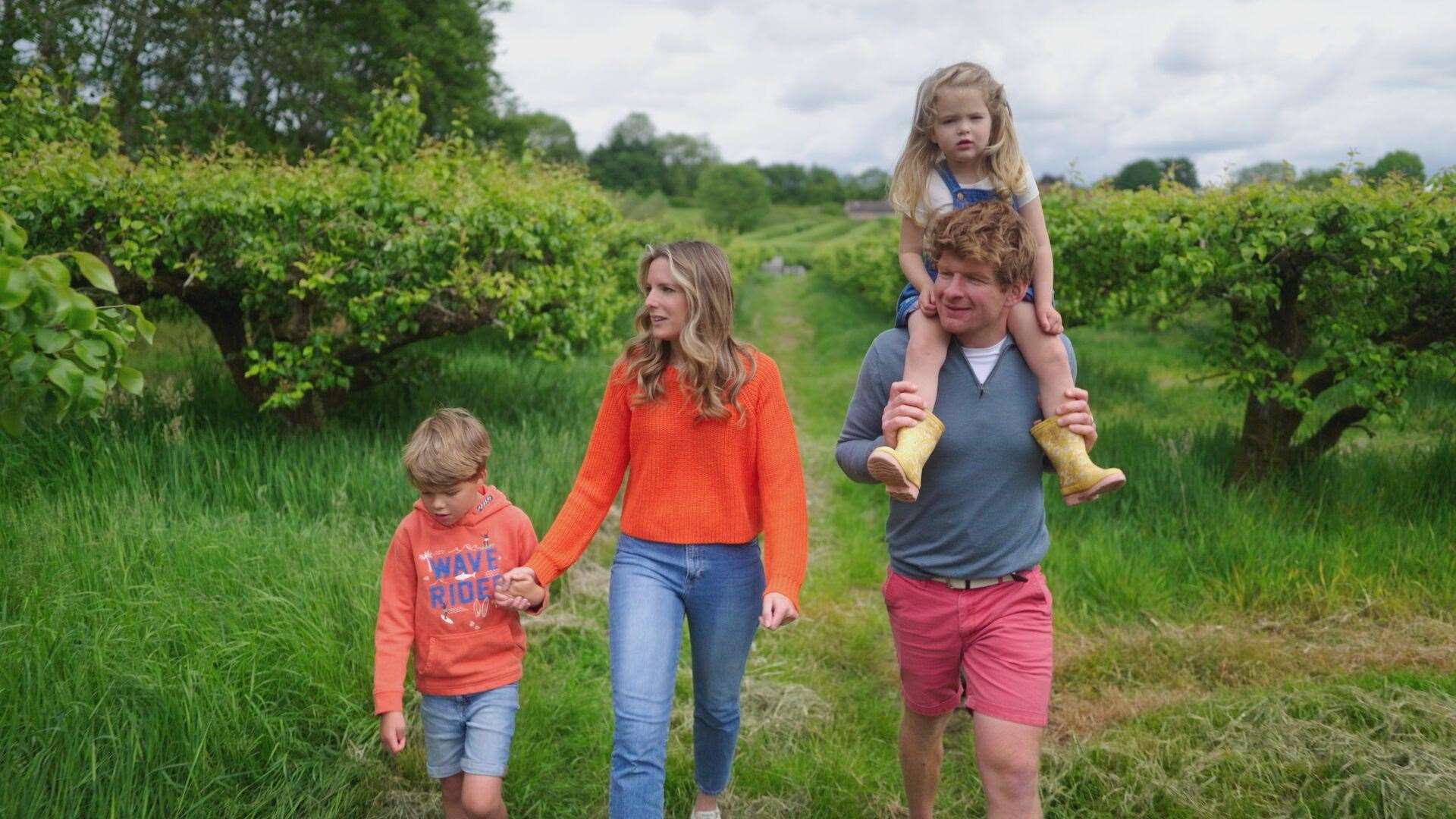 Charlie and Laurie with son Freddie and daughter Ottie. Picture: Aldi