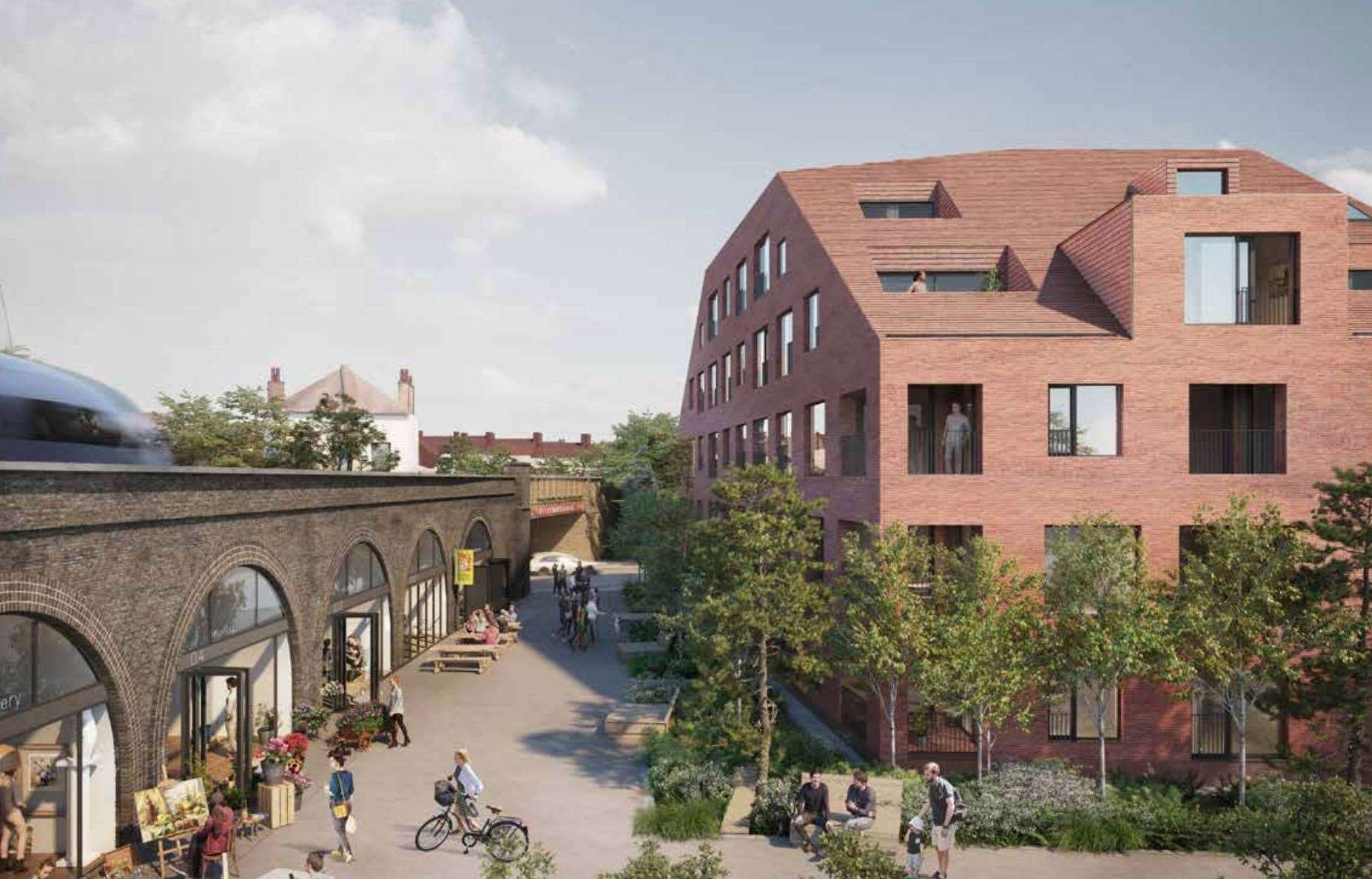 An impression of how the flats and railway arches could look