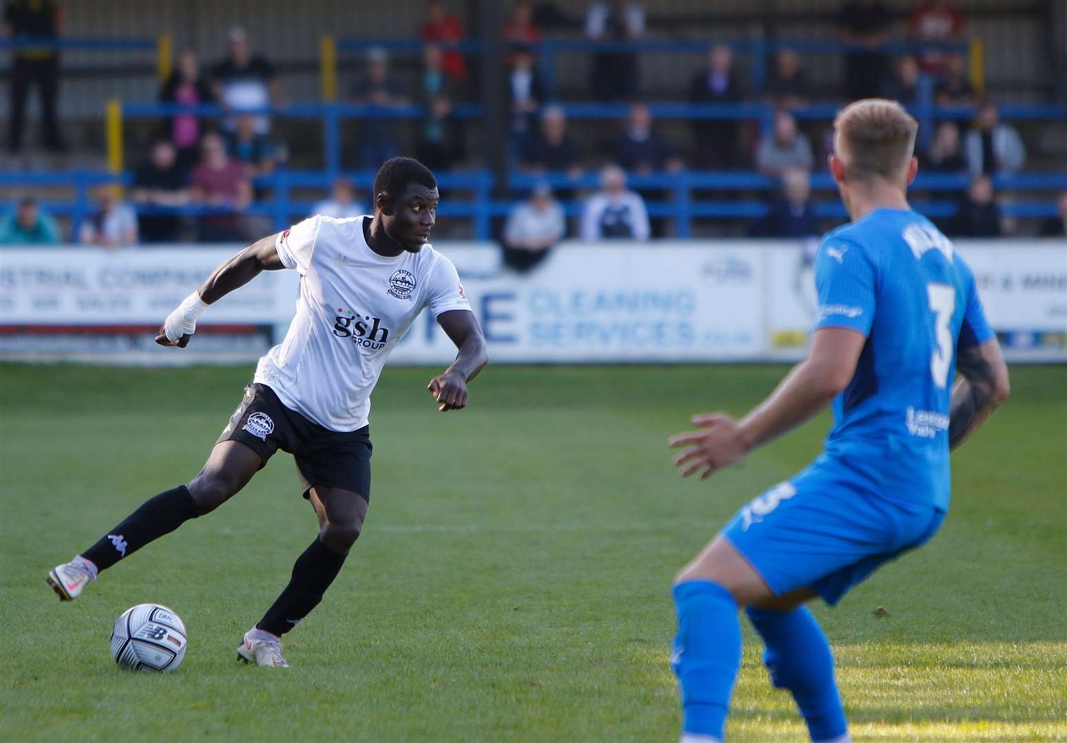 Seth Nana Twumasi in action for Dover Athletic against Chesterfield this season Picture: Andy Jones