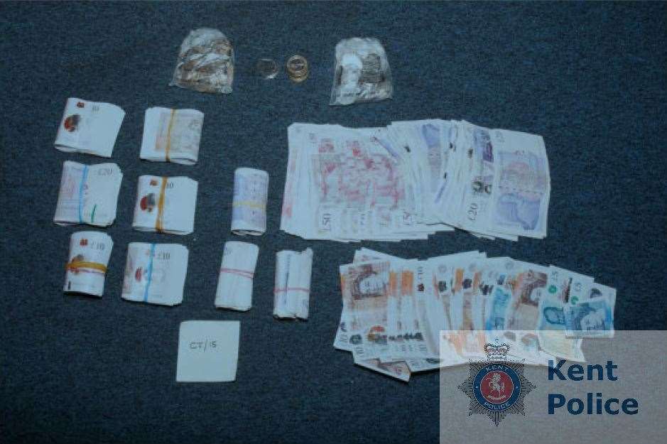 Police found more than £13,000 hidden in Rhys Costello's clothing at his Maidstone home