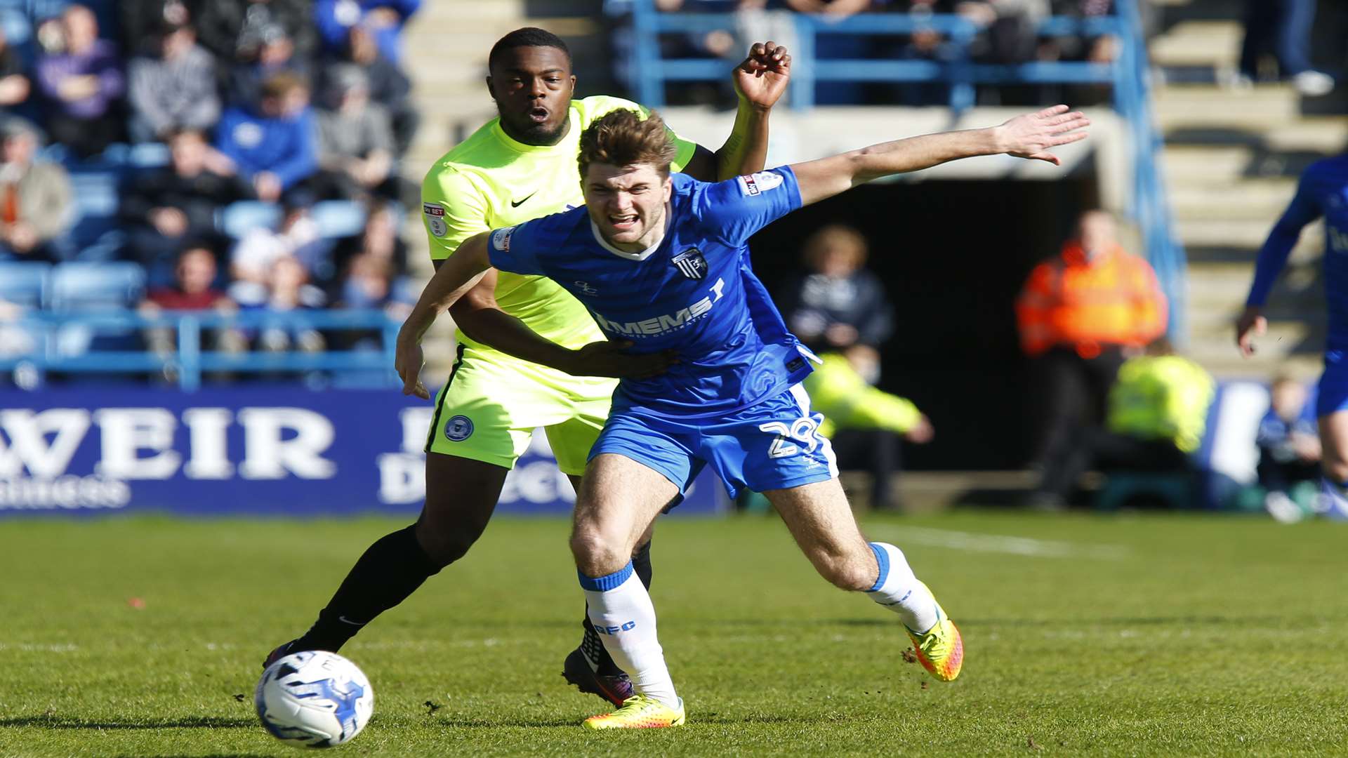 Ollie Muldoon in action for Gills against Peterborough last season Picture: Andy Jones