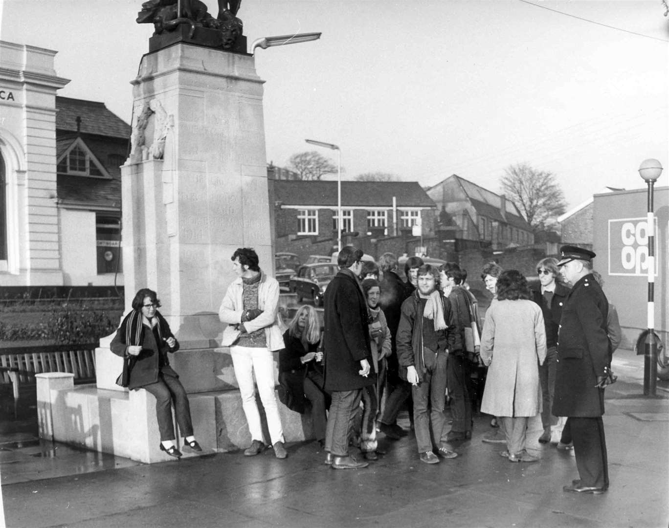 A protest against the Vietnam War at the Broadway war memorial in Maidstone in 1968