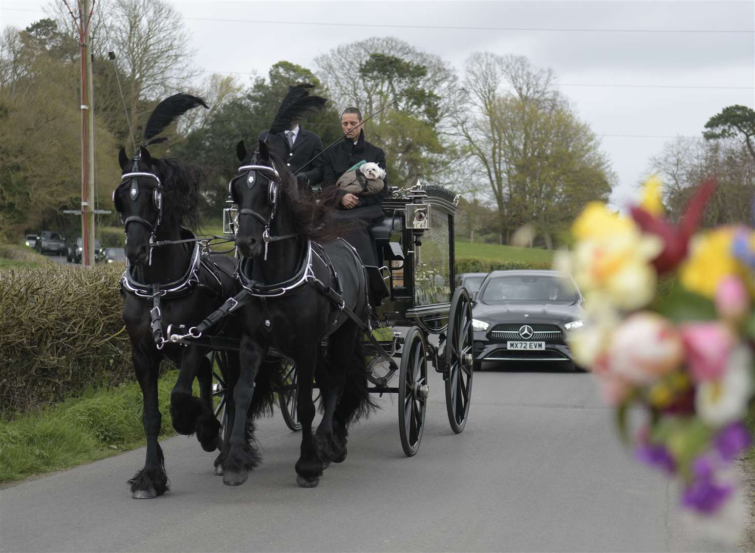 A horse-drawn carriage was taken through Aldington for O’Grady’s funeral in April. Picture: Barry Goodwin