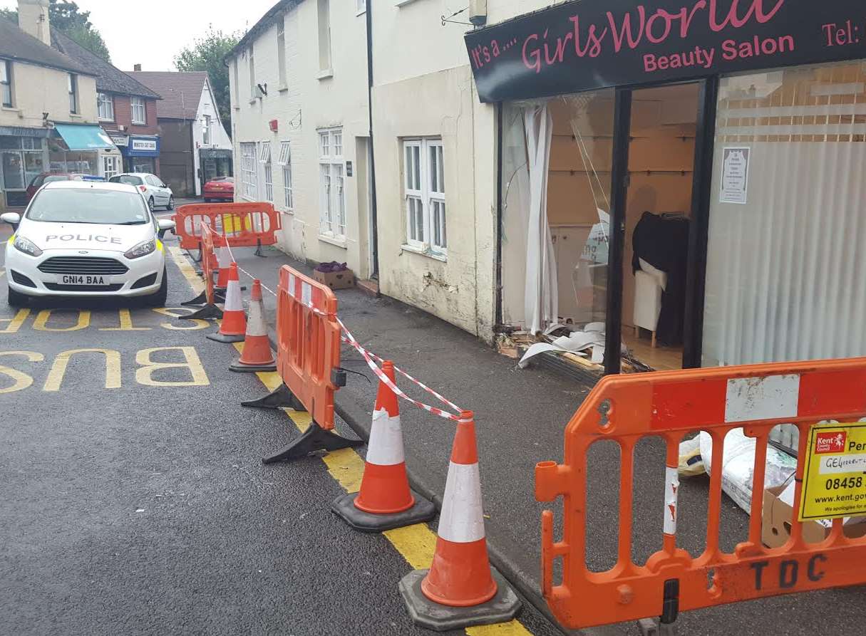The Girl's World beauty salon was hit by car last night.