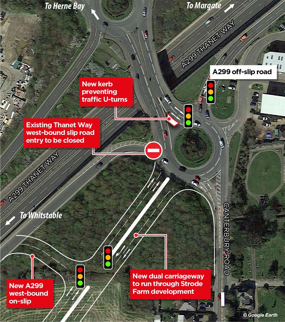 How the roundabout near Herne Bay Cemetery will look after the proposed work