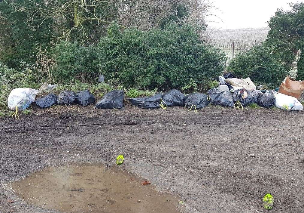 A large amount of rubbish was found dumped in Chartham Hatch. Picture: Canterbury City Council