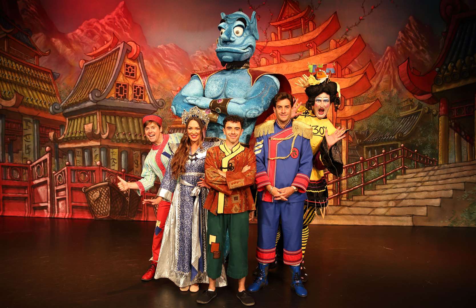 The cast of Aladdin, including TOWIE star James ‘Arg’ Argent, at Gravesend's Woodville. Picture: John Nurden