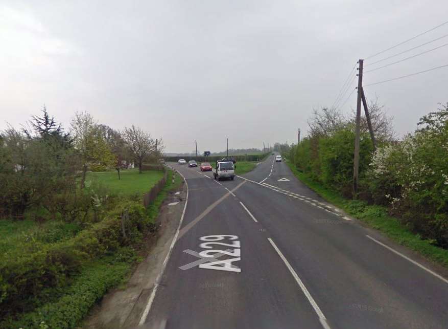 The crash happened on the A229, Staplehurst Road, close to the junction with the B2079, Maidstone Road. Credit: Google Maps