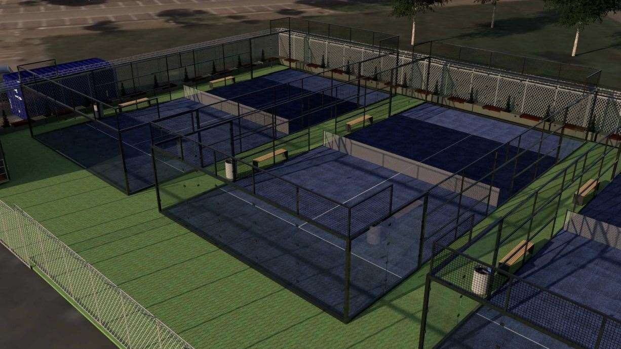 A CGI of the proposed new padel tennis courts in Deal, which would be open all year round if approved