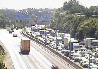 Queues building on the M25 in both directions are a crash was reported on the Dartford Bridge. Picture: Highways England