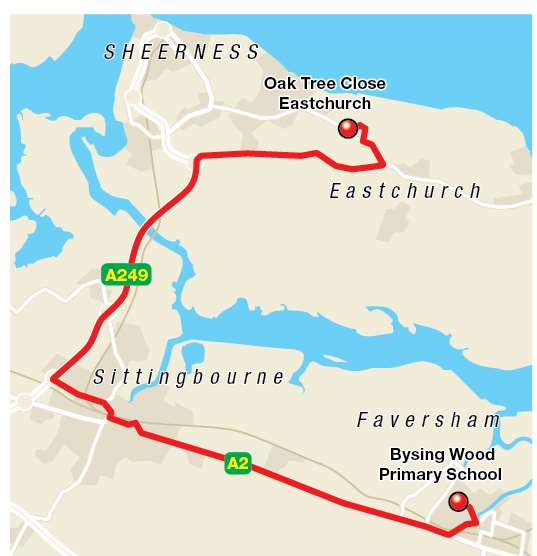 The route to the school offered in Faversham