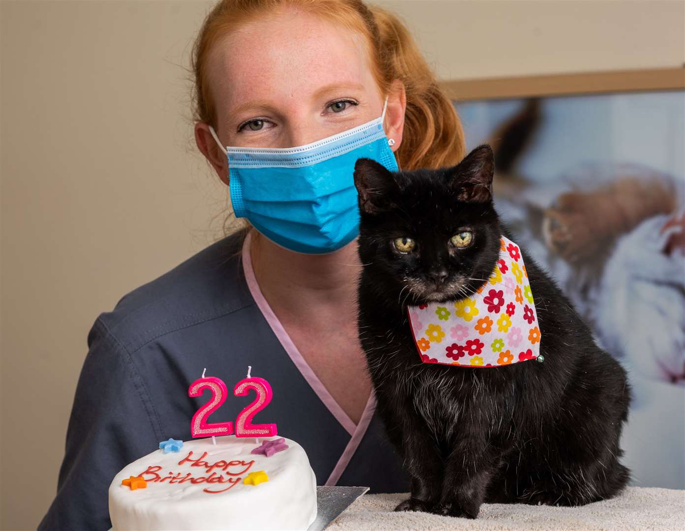 Emma Willis, a veterinary nurse at Mark Nelson Vets in Westerham, with Milly, who turns 22 this month Picture: VetPartners