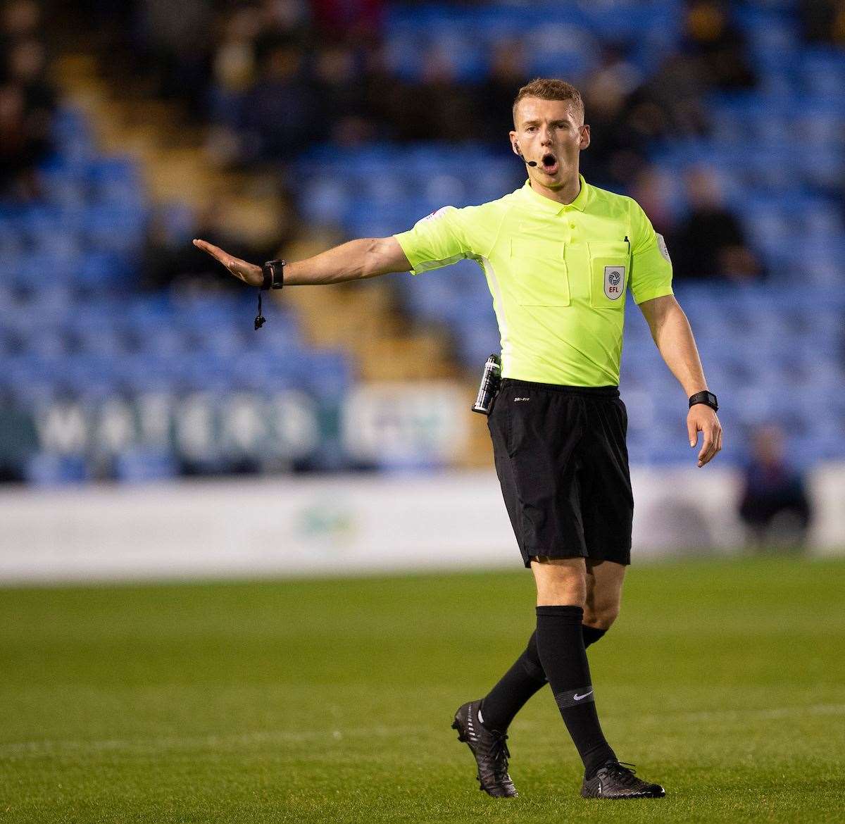 Referee Will Finnie in charge of the game Picture: Ady Kerry (19947687)