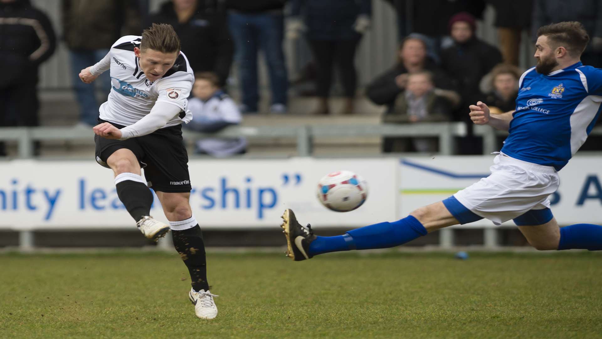 Dartford striker Andy Pugh lets flies against St Albans Picture: Andy Payton