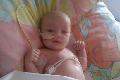 Tiny Darcie in hospital