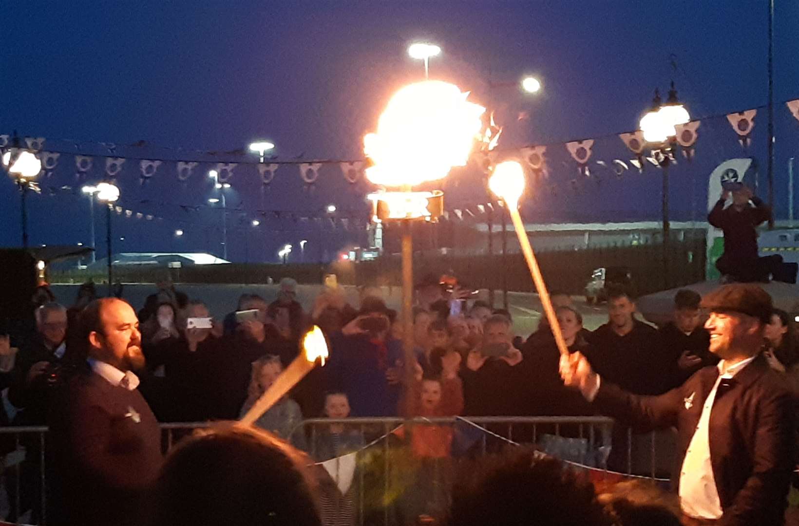 The moment the beacon was lit tonight at the seafront. Picture: Sam Lennon KMG