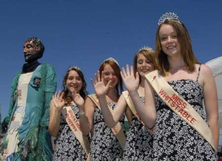 The Miss Whitstable court and Captain Sam led Saturday's carnival parade