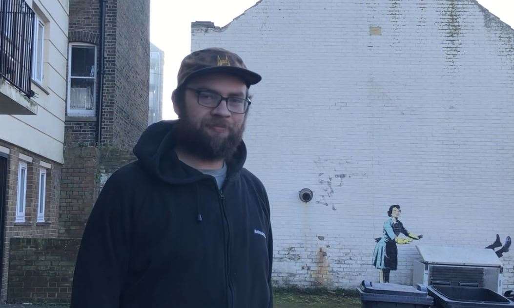 Local street artist Cat Neil came to see Margate's new Banksy