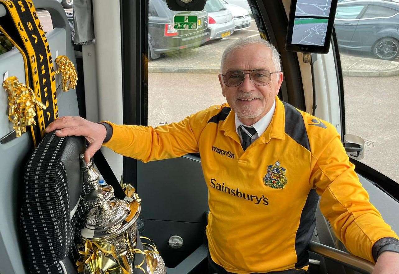 Maidstone fans arrive at the Gallagher Stadium ahead of their trip to Coventry. Picture: Lorraine Humm