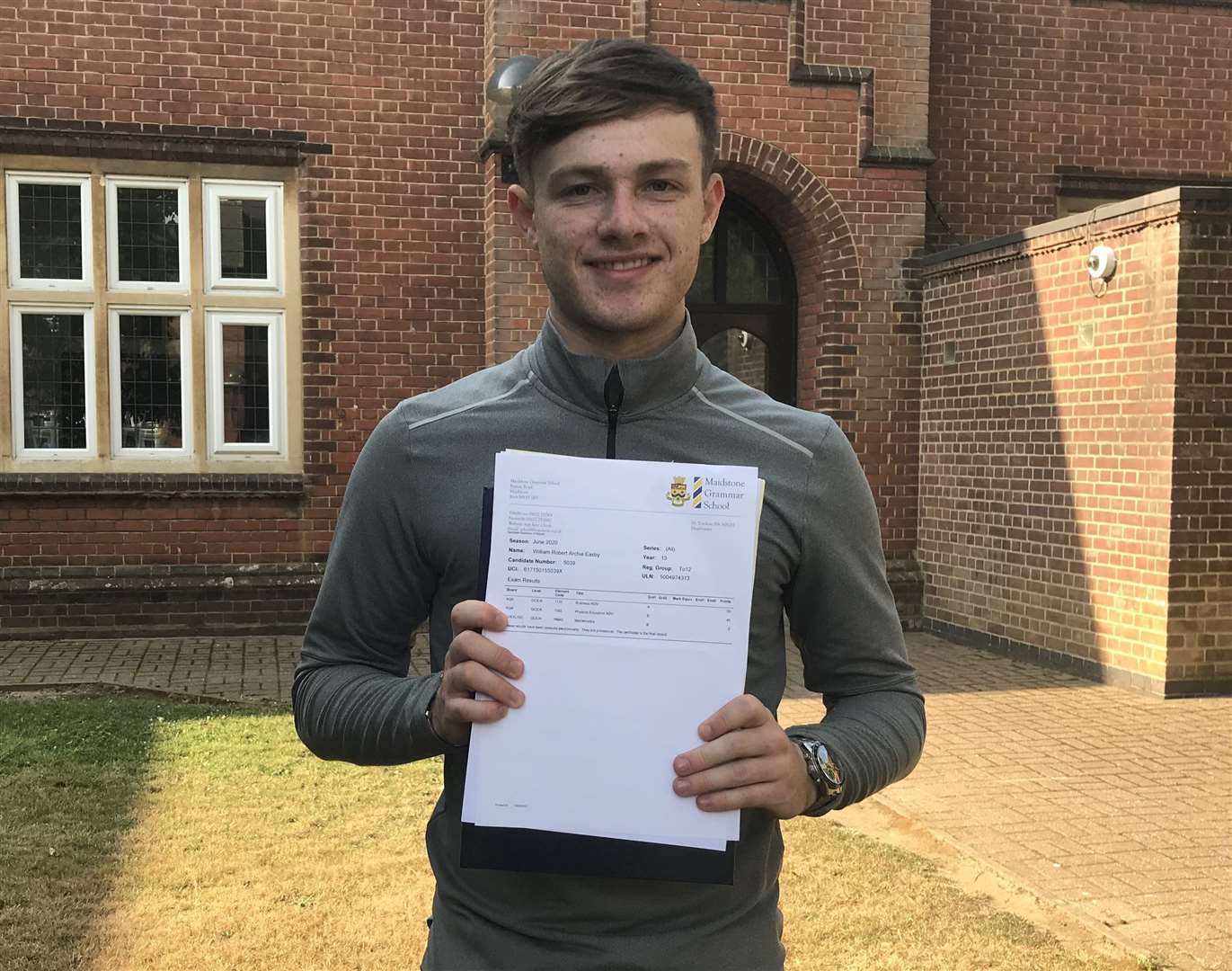 Maidstone Grammar School pupil, Billy Easby, 18, from Kings Hill, was happy with his ABB and is going on to study accounting and business at Reading