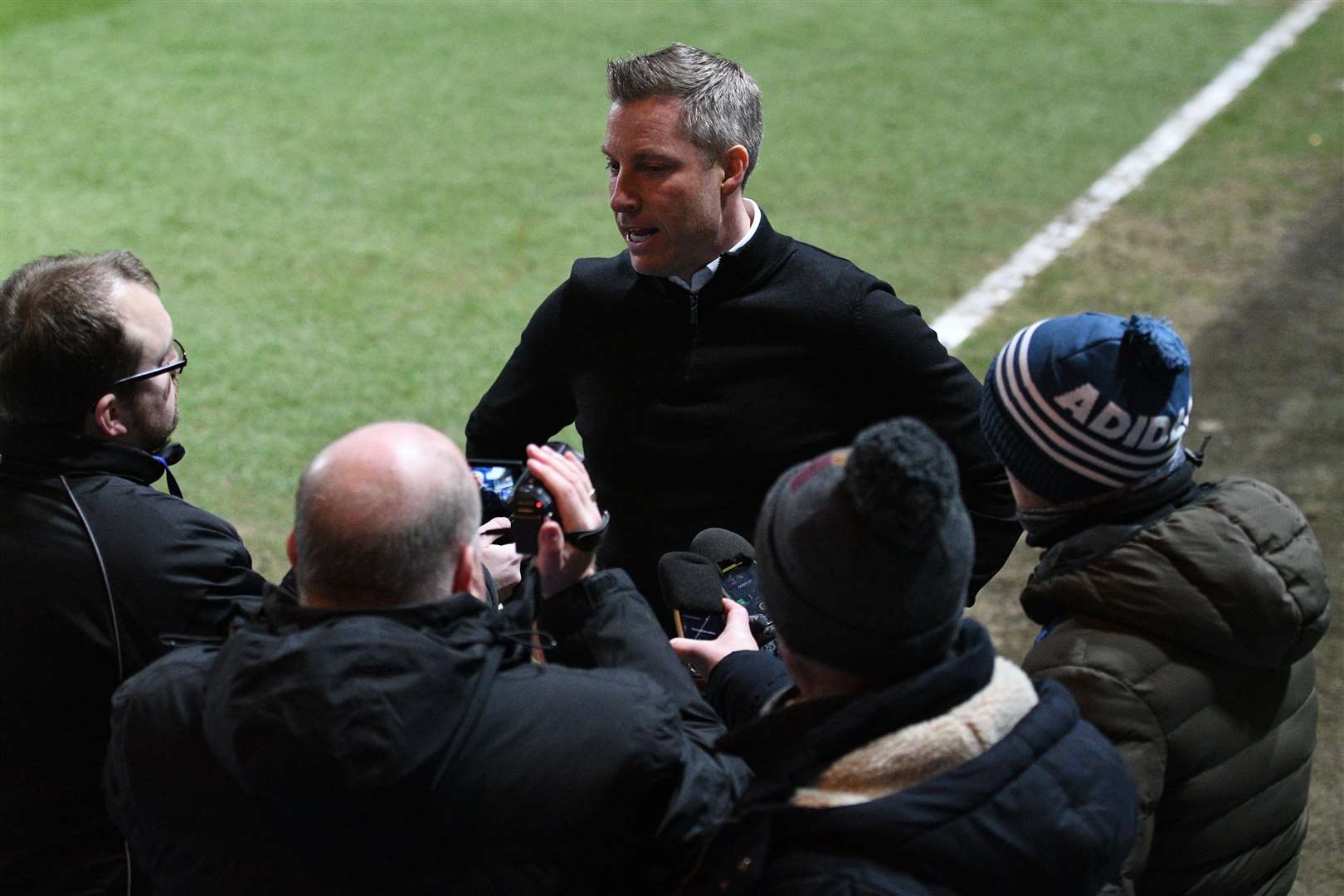 Neil Harris speaks to the press after a 1-0 defeat at Ipswich Picture: Barry Goodwin