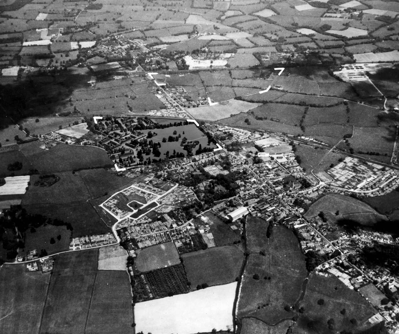 And 14 years earlier, Edenbridge from the sky in July 1953
