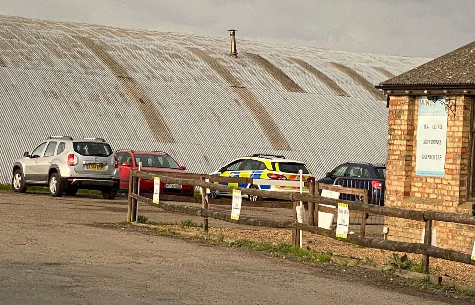 Police at the aerodrome this evening. Picture: Barry Goodwin