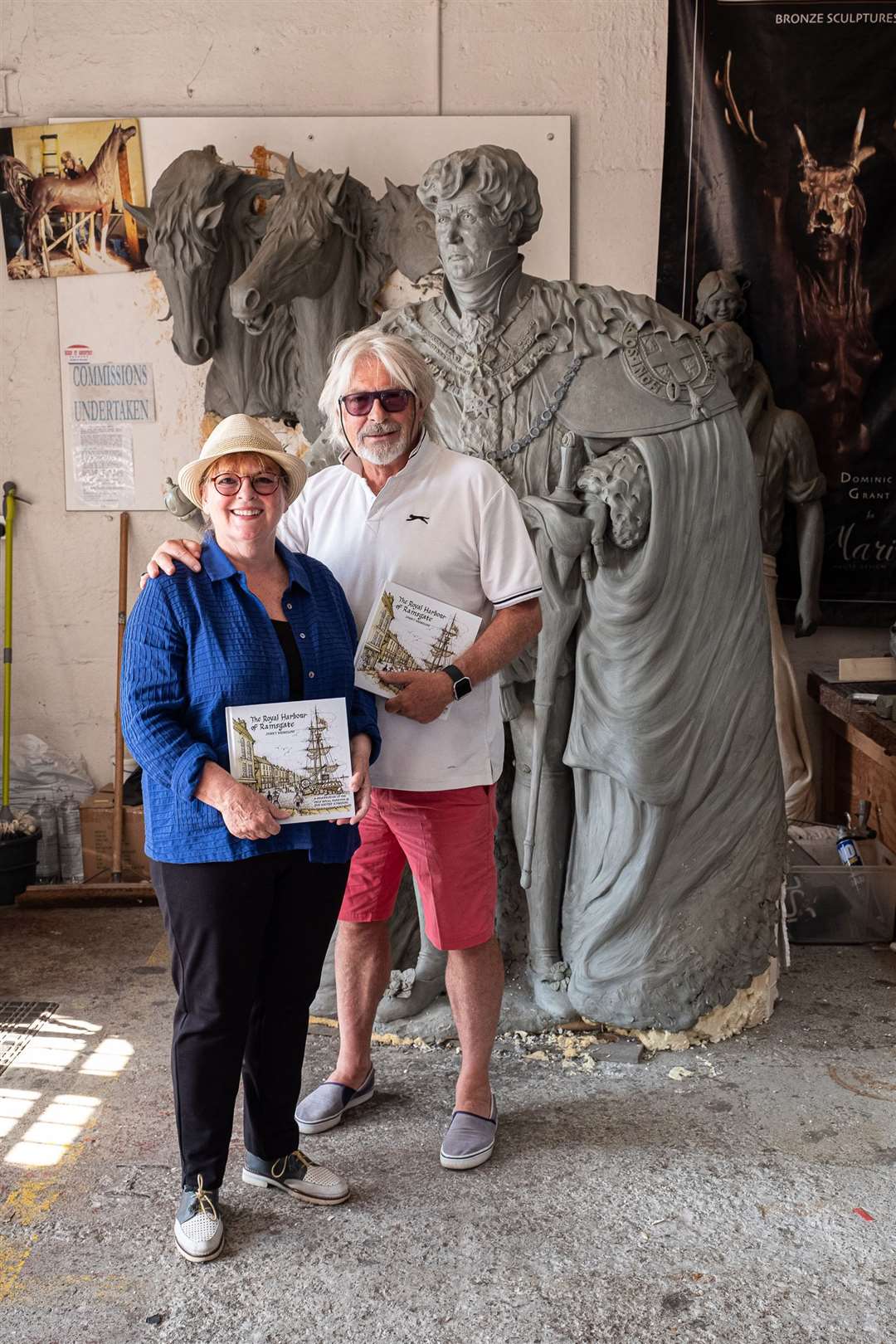 Actress Brenda Blethyn is supporting the appeal and has donated towards its completion to mark the 200th anniversary of the naming of the town as a Royal Harbour. She is pictured with the statue's creator Dominic Grant. Picture: Royal Harbour 200th Anniversary Festival