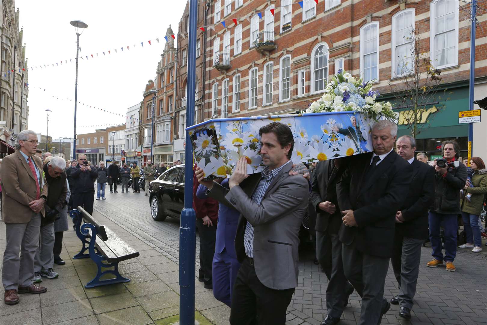 Kelly's coffin is carried into St Mary's Church in Dover. Picture: Andy Jones