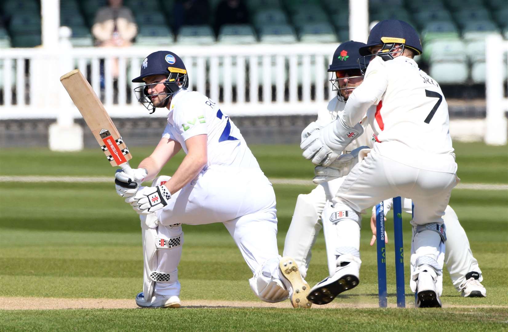 Ollie Robinson batting in the defeat to Lancashire. Picture: Barry Goodwin