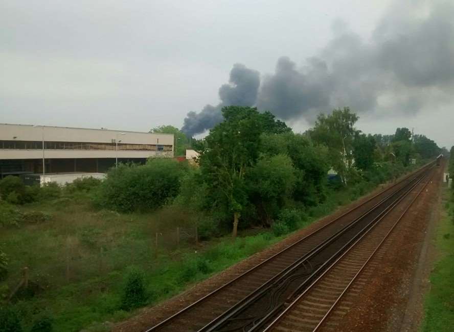 Smoke could be seen from several miles away but services on the nearby train line were not delayed. Picture: PaddockWoodian.