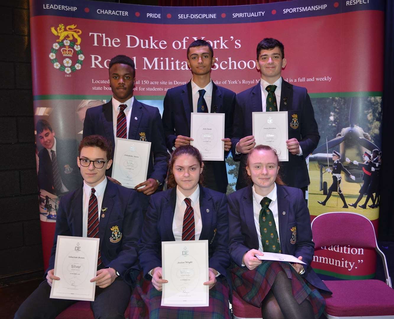 Pupils at the Duke of York's Royal Military School, Dover, who achievedd silver in the Duke of Edinburgh Awards (7464132)