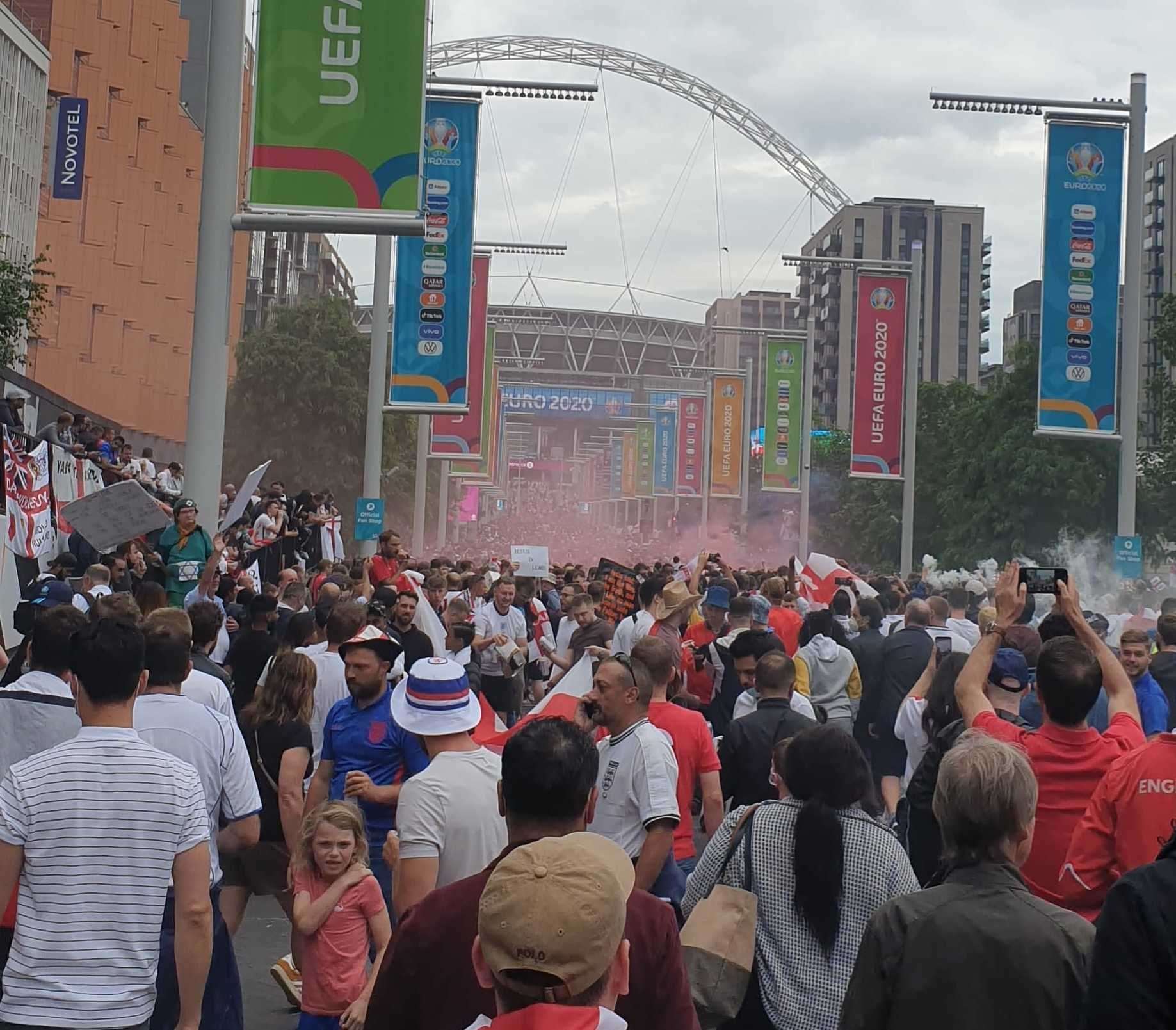 Fans outside Wembley Stadium Credit: James Black (49086561)