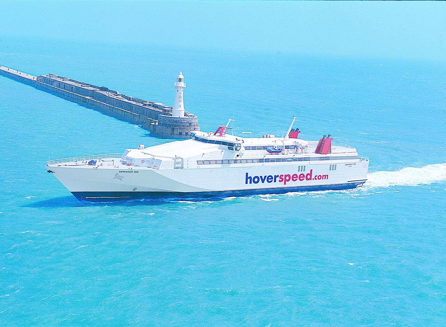 A catamaran entering Dover Harbour, 2005. Picture: Hoverspeed