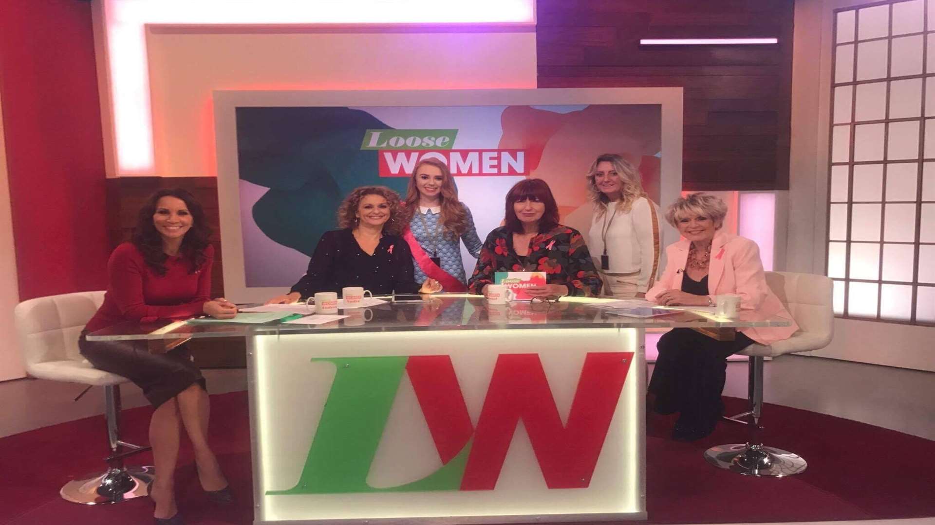 Kerys Squire and her mum Lisa Hale with the Loose Women hosts