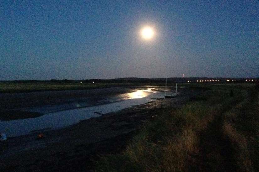Supermoon pictured over Faversham creek. Picture: @mxcrogers