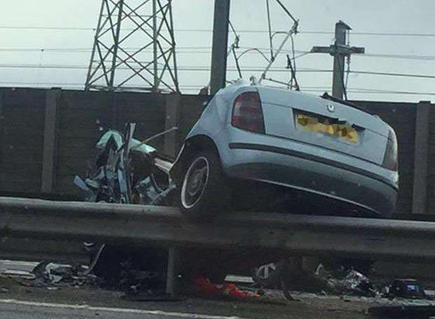 The scene of the crash. Pic by Carys Pugh