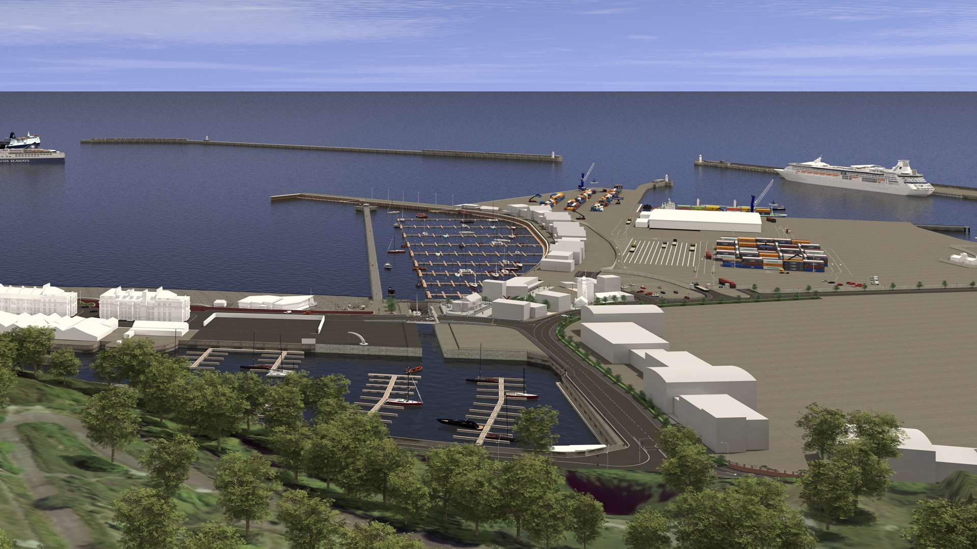 Artist's impression of the Dover Western Docks Revival. Image courtesy of the Port of Dover