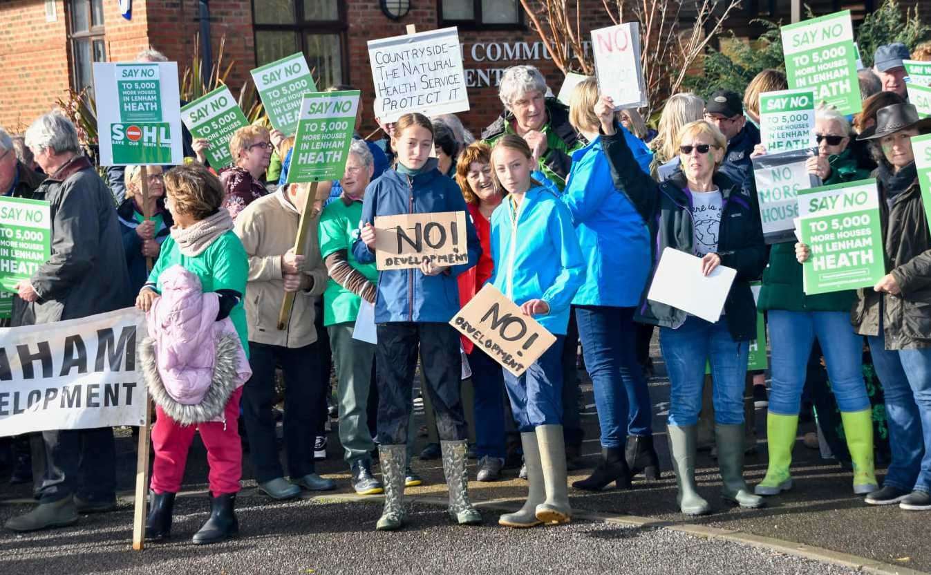 There have many protests against the Heathlands scheme