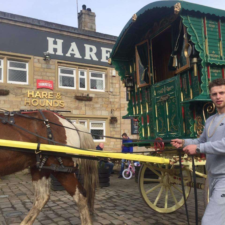 Connor Hamer with his wagon