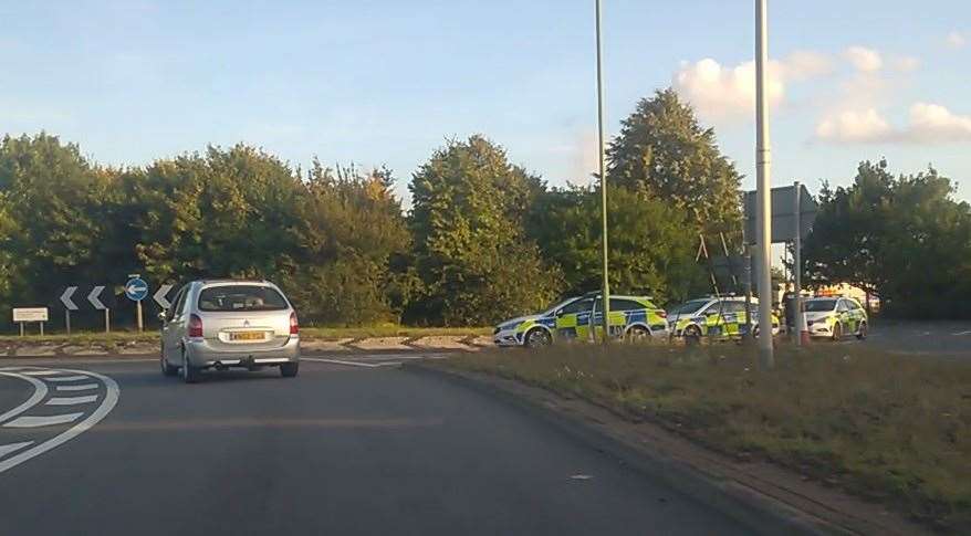 Police at the Anthony's Way roundabout