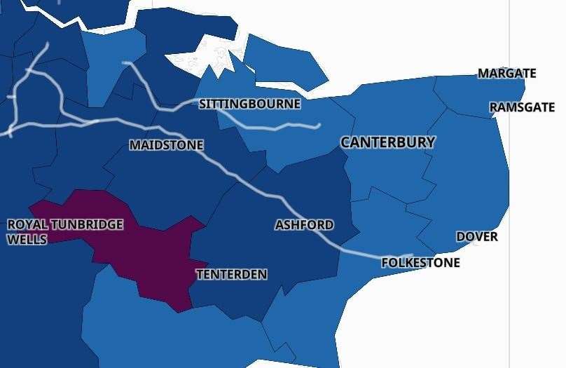 Covid rates are highest in Tunbridge Wells, latest figures show