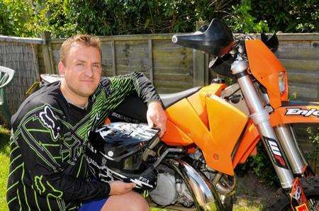 Iain McGee, from Littlebourne, with his off-road motorcycle
